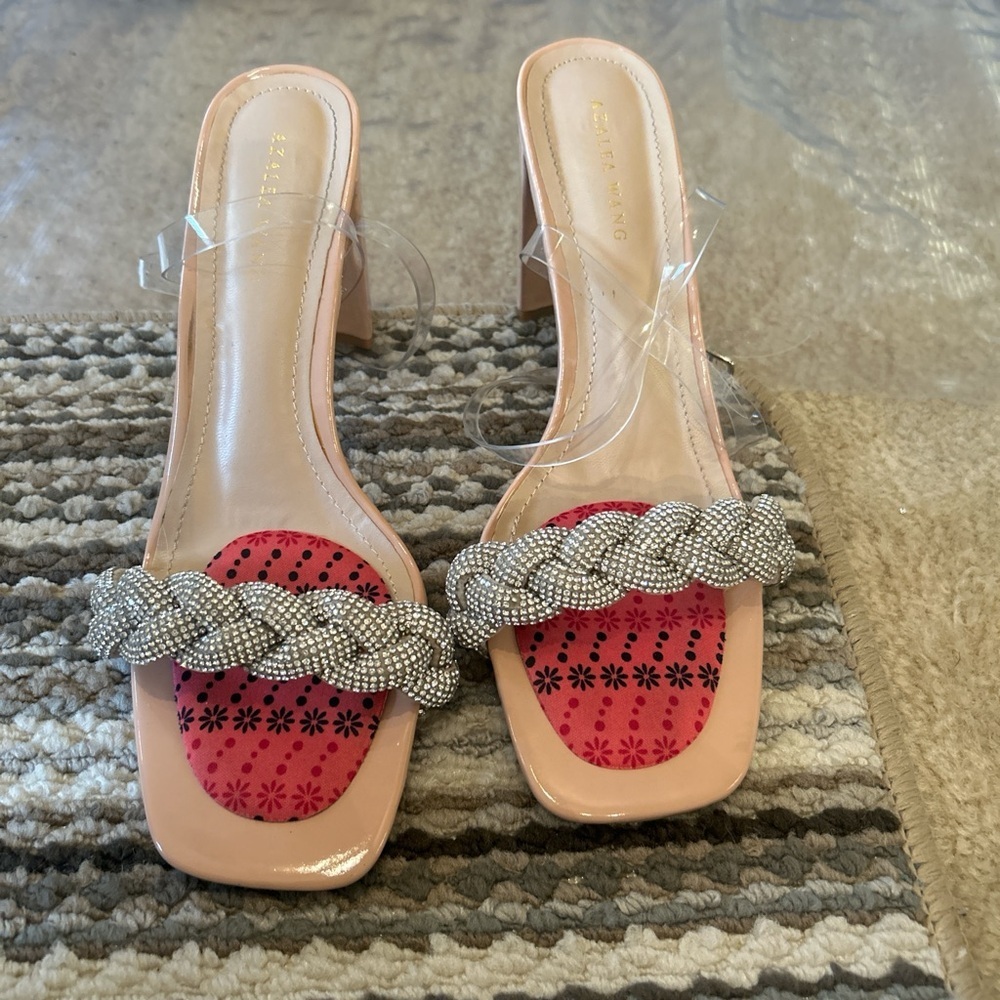 Elegant Pink Women's Heels with Rhinestone Detailing